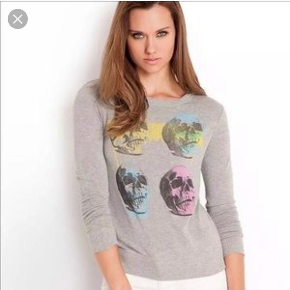 💀💜Guess Skull Graphic Grey Sweater Top